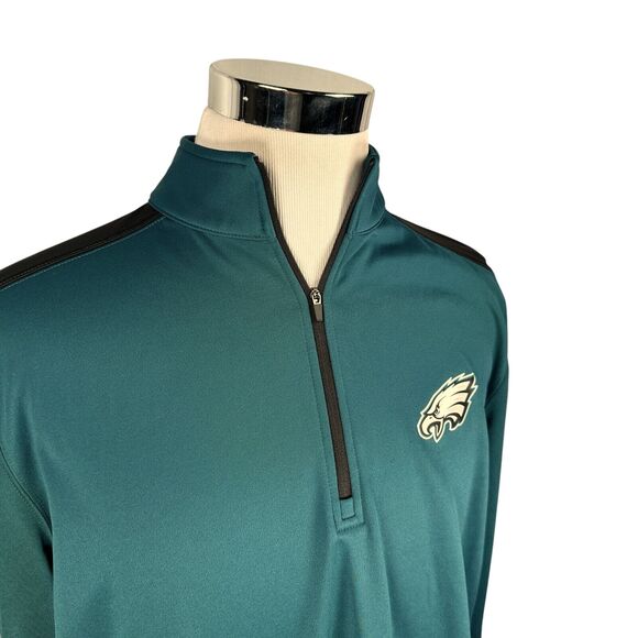 Philadelphia Eagles Jacket Men XL Green Long Sleeve 1/4 Zip Pullover Top NFL - Picture 2 of 9